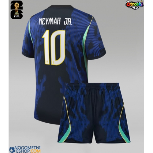 Otroški Nogometni dresi Brazilija Neymar Jr #10 Gostujoči SP 2026 Kratek Rokav (+ Kratke hlače)